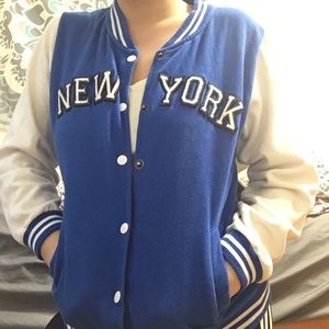 New York Varsity Button Up Sweatshirt